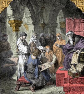 Alchymie a astrologie vyučovaná ve školách - přírodovědná výchova ve středověku: učitel přednáší pro mládež o astronomii a alchymii od Unknown artist