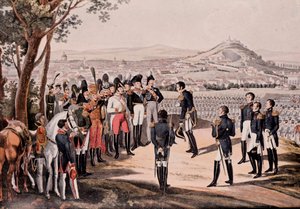 Spojenci Pruska pod Schwartzenbergem porazili Francouze pod Marmontem/Mortierem (rytina) od Unknown artist