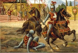Amedee VII ze Savoye (1360 -1391) řekl The Red Count během turnaje. Amedeo VIII. Savojský (tzv. Rosso). od Unknown artist