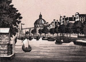 Amsterdam, Holandsko: pohled na kanál Singel. v „“ Svět ilustruje 168 pohledů““ Nedatováno (konec 19. století) od Unknown artist
