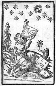 Astrolog bere výšku pomocí sextantu během zatmění. od Unknown artist