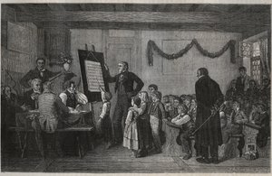Zkouška ve švýcarské škole - rytina v „La suisse“ od Julese Gourdaulta od Unknown artist
