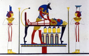 Anubis a mumie - v „Památkách Egypta a Horní Núbie““ od Ippolita Roselliniho (Rossellini). od Unknown artist