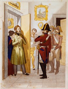 Zatčení vlastence Federica Confalonieriho (1785-1846) italskými vojsky. Rytina z 19. století Museo del Risorgimento, Řím od Unknown artist
