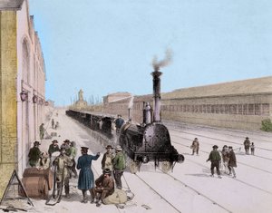Příjezd nákladního vlaku Paris Orleans Line - Rytina 19. století - Sbírka Privee od Unknown artist