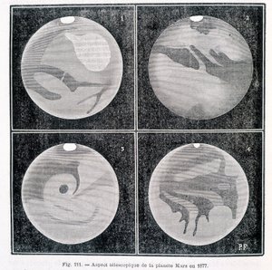 Teleskopické aspekty planety Mars v roce 1877 – v “” Popular Astronomy”” od Camille Flammarion, ed. Marpon & Flammarion od Unknown artist