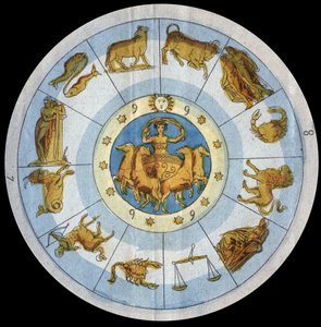 Astrologické znamení - rytina z „“ Zvyků a tradic všech národů vesmíru. Tedy Dějiny vlády, zákonů, milicí, náboženství všech národů od nejvzdálenějších dob až po současnost „1856 od Unknown artist