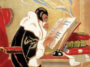 Astrolog: Nostradamus studuje knihu. od Unknown artist