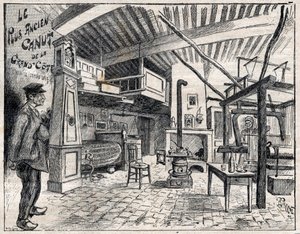 Atelier de Canut a Lyon - nejstarší canut z Grand Cote od roku 1814 rytina v „Le Progres illustrious““ z roku 1895 od Unknown artist