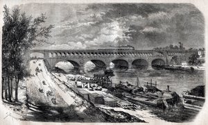 Auteuil viadukt (Point du Jour Bridge) v roce 1867 od Unknown artist