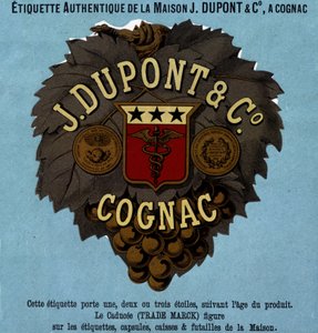 Autentická etiketa J. Dupont & C¡, Cognac. vydání z roku 1882 od Unknown artist