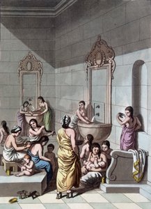 Veřejné lázně v Palestině - v ""Starověkém a moderním kostýmu"" od Ferrario, ed. Milano od Unknown artist