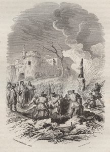 Baldwin V, hrabě z Flander (1012-1067) obnovující ve svých státech policii - rytina 1868 v „Dějinách Belgie od primitivních dob do konce vlády Leopolda I.“ od Theodora Justeho (1818-1888) - vojín sbírka od Unknown artist