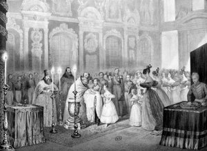 Křest velkovévody Nicolase (budoucího Mikuláše 1.) - rytina od Unknown artist