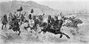 Barbarské invaze - Les Huns - Rytina U. Checa od Unknown artist