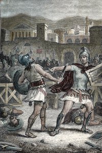 Bitva mezi Horatii a Curiatii. Rytina od Unknown artist