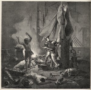 Bitva na Nilu - Bitva o Aboukir - smrt Luce a Giocante de Casabianca (Luc-Julien-Joseph Casabianca od Unknown artist