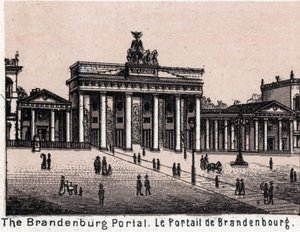Berlín, Německo: pohled na Braniborský portál. v „“ Svět ilustruje 168 pohledů““ Nedatováno (konec 19. století) od Unknown artist