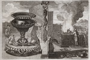 Bible of Royaumont, Starý zákon: Oltář parfémů. Postava dvou oltářů, jednoho z parfémů a jednoho ze zápalných obětí. Ilustrace z roku 1811. od Unknown artist
