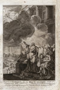 Bible of Royaumont, Starý zákon: Mojžíš oslovuje Boha („Pane, pošli toho, koho musíš poslat“). Frontispice. Ilustrace z roku 1811. od Unknown artist