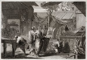 Bible of Royaumont, Starý zákon: Tabernacle. Mojžíš zřídil svatostánek podle řádu, který dostal od Boha. Ilustrace z roku 1811. od Unknown artist