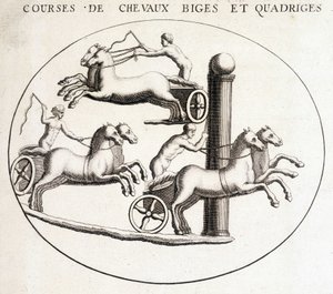 Dostihy Biges a Quadriges. 19. století rytina. od Unknown artist