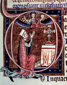 Blanche de Castille královna Francie (1188-1252) v modlitbě miniatura z rukopisu „Život a zázraky svatého Ludvíka“ od Viléma ze Saint Pathus od Unknown artist
