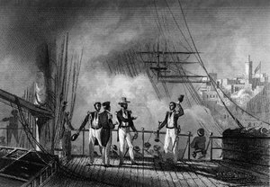 Bombardování Tangeru princem z Joinville. v „Obecné historii námořnictva“ od Van Tenaca od Unknown artist