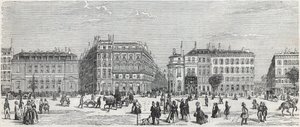 Boulevard des Italians s café de Paris, rue Taitbout, house Doree, rue Lafitte, kavárna Riche a rue Lepelletier - rytina v „Tableau-de-Paris“ od Edmonda Texiera 1852 od Unknown artist