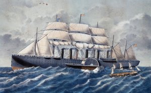 Britský parník Great Eastern od Unknown artist