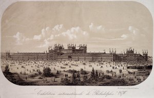 Budova připomíná sté výročí založení Spojených států (1776-1876) na Mezinárodní výstavě ve Filadelfii od Unknown artist