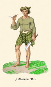 Barmský muž s nožem nebo Dha od Unknown Artist