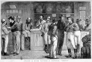 Bush taverna v Austrálii, kolem roku 1880. od Unknown artist