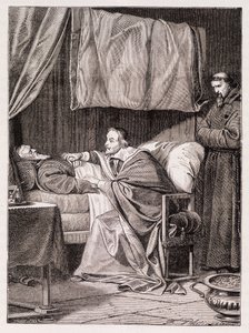 Kardinál Richelieu na smrtelné posteli otce Josepha - rytina od Unknown artist