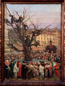 Karnevalová scéna v ulicích Říma Anonymní obraz. Řím 19. století, Museo del Folklore od Unknown artist