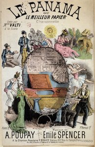 Kreslená píseň „Panama or the best paper““ vytvořená slečnou Valti à la Scala, text Poupay a hudba Emile Spencer, SD 19. století od Unknown artist