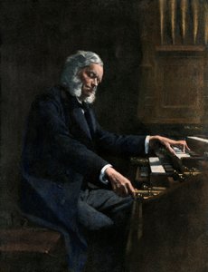 Cesar Franck (1822-1890) hraje na varhany v kostele Saint Clothilde v Paříži (Francie) - Colorisee ilustrace od Unknown Artist