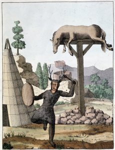Chaman tonguse tančící před pohřbem (Sibiř) - rytina, deb. 19. století od Unknown artist