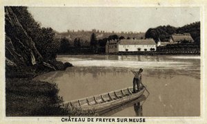 Chateau de Freyr sur Meuse (Freyr-Sur-Meuse), Belgie. Chromolitograf z konce 19. století. od Unknown artist