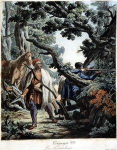 Čečenci přepadli v kavkazském lese, deb. 19. století od Unknown artist