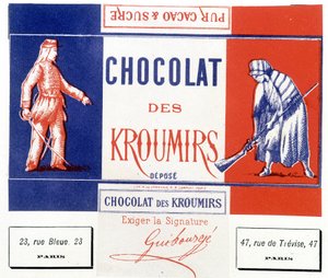Čokoláda Kroumírů. Reklamní štítek od Unknown artist