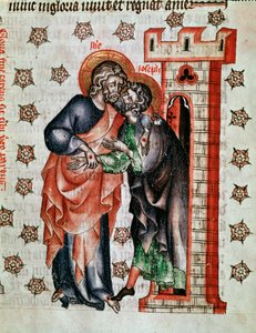 Kristovo rozloučení (rozloučení Ježíše Krista a Josefa) Miniatura namalovaná v „Umučení abatyše Cunegonde““ od Unknown artist