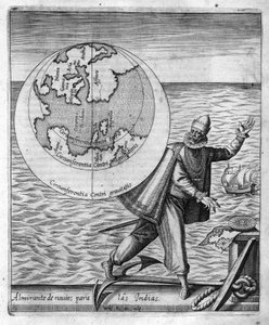 Christopher Columbus (Cristoforo Colombo) - v "Nový tipus po cestě do Nového světa" od Philoponus Honorius od Unknown artist