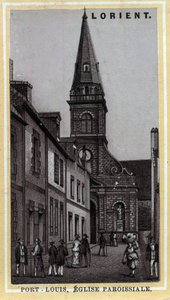 Církevní farnost Port Louis (Port Louis) Pays de Lorient, Morbihan, Bretaň. Chromolitografie konce 19. století. od Unknown artist