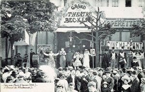 Cirkusová show před Grand Theatre Becker v Paříži v roce 1906 (foto) od Unknown Artist