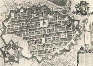 Mapa města Turína s jeho citadelou od Unknown artist