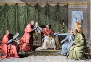 Konkordát z roku 1801 - Podpis konkordátu mezi Francií a Svatým obležením (Saint Siege), papežem Piem VII. (Pius) (1742-1823), 15. srpna od Unknown artist