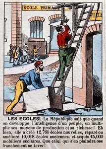 Stavba škol dělníky - v „“ Le Figaro“, březen 1889. od Unknown artist