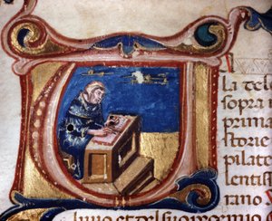Kopírovat mnicha. Rukopis 13. století. Biblioteca Trivulziana, Milán od Unknown artist