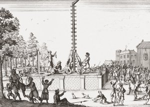 Mrtvoly Johana a Cornelis de Witt visí na šibenici. od Unknown artist